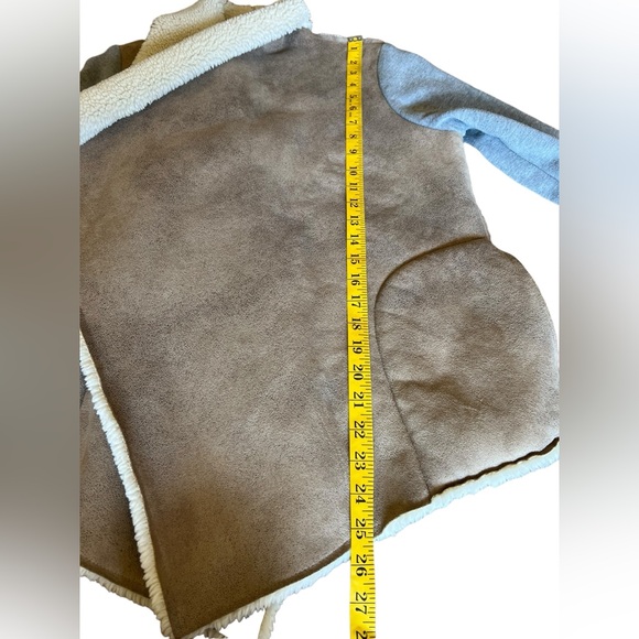 BILLABONG Sherpa Faux Leather Drape Front “Far & Away” Jacket Size M Shearling - Picture 10 of 13